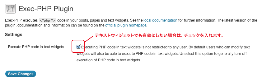 Exec-PHP 05 テキストウィジェットでも有効化